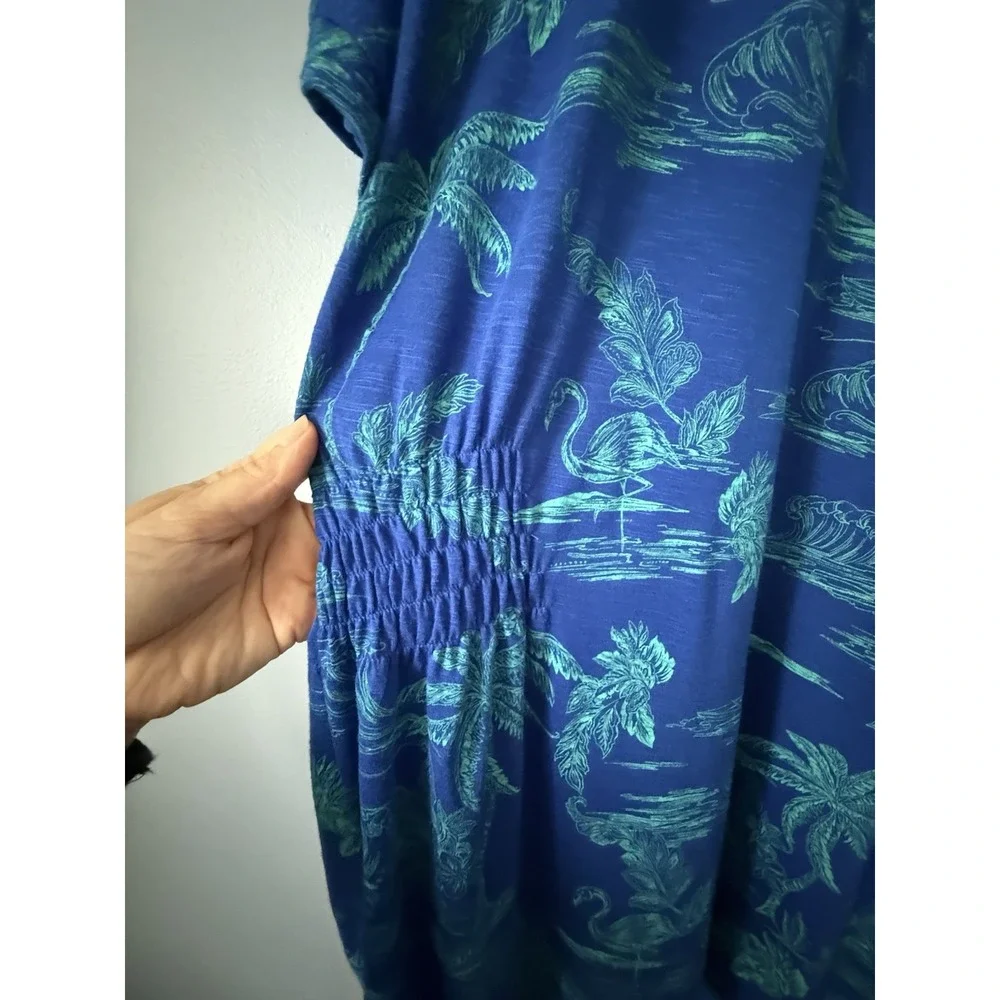 Outdoor Oasis One Size Royal Blue Gauzy Beach Pool Swim Cover Up Tunic Kimono - Picture 5 of 11